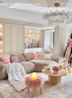 edra花瓣沙发全钢架雪尼尔布艺沙发客厅贵妃组合可躺转角高LHAL4