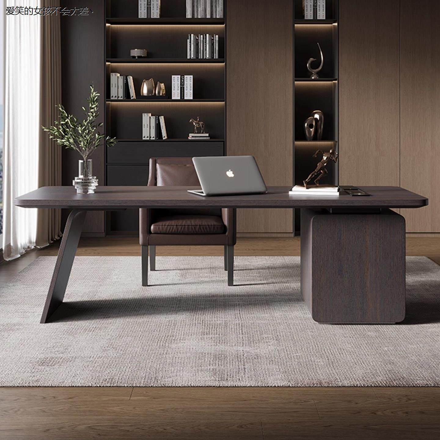 实木书桌式轻奢设计师款个性书台家用客厅书房学生办公桌电LHAL4