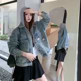 韩系设计感连帽牛仔外套女2025秋季新款宽松百搭休闲夹克上衣潮，女装短外套，2C295