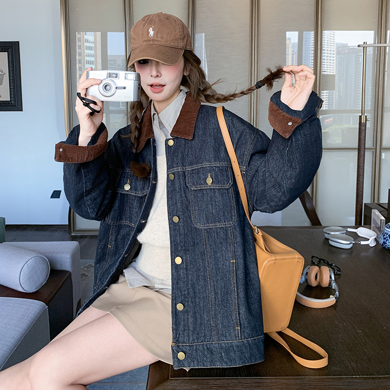 现货新品主推复古防掉色宽松牛仔拼色外套C29P145K198,女装短外套,2C295