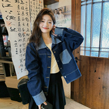 港风复古拼接牛仔外套女2025年秋季新款设计感显瘦小个子短款上衣，女装短外套，2C295