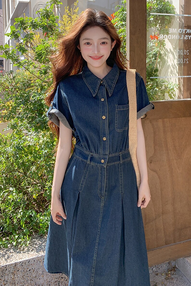 夏款重磅主推款设计感百搭牛仔水洗连衣裙7732p145k208,女装连衣裙,2C295