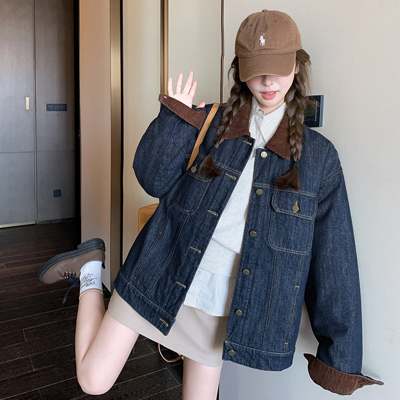现货新品主推复古防掉色宽松牛仔拼色外套C29P145K198,女装短外套,2C295