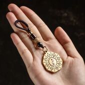 黄铜八卦牌钥匙扣挂件五行八卦图化解家用随身八卦吊坠挂饰