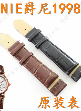 1919爵尼GNQ-T1998M棕色男真皮带genie黑色表带表盘表针把头玻璃