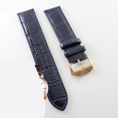 格雅深蓝色真皮机械手表带