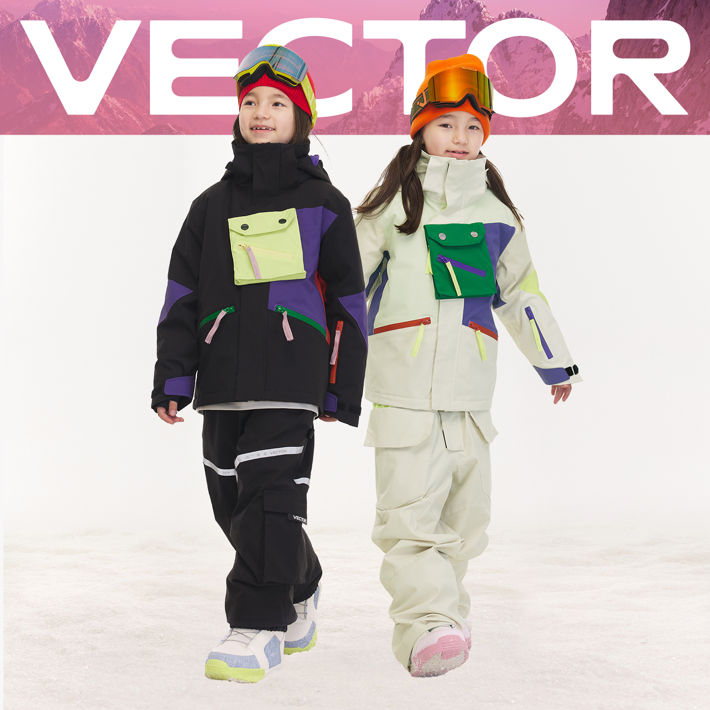VECTOR玩可拓儿童滑雪服套装全套男童保暖防水女童滑雪衣裤童装