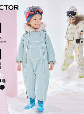 VECTOR玩可拓儿童连体滑雪服加厚保暖防水宝宝爬行服滑雪衣裤童装