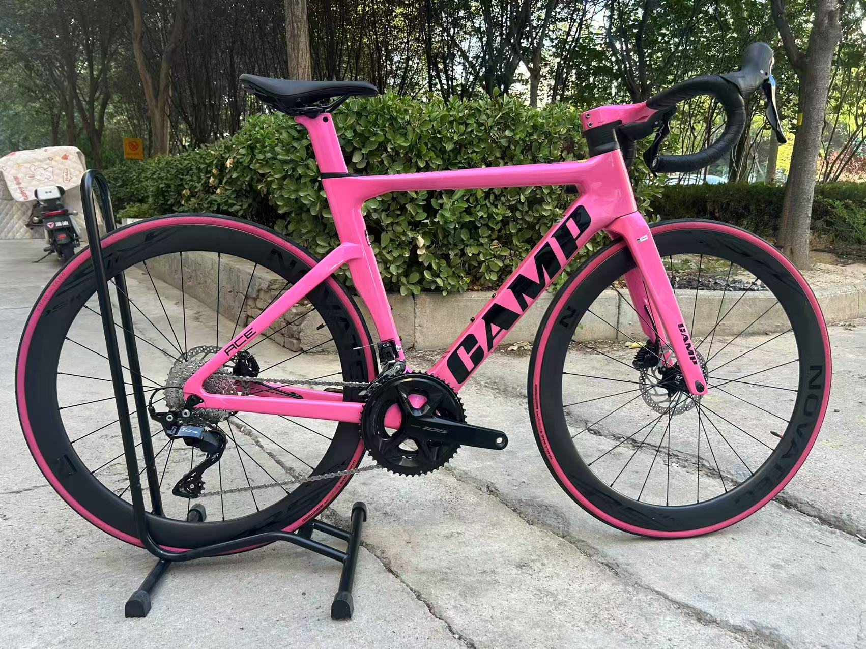 二手坎普ace7000pro全碳纤维公路车24速碳轮破风车架成色很新