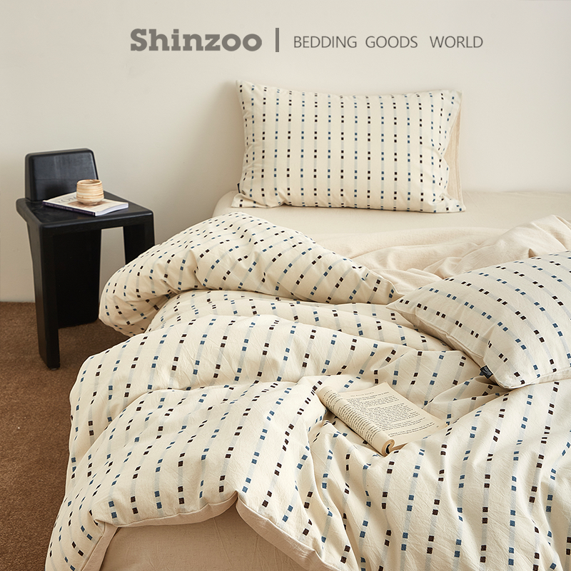 寝作shinzoo2026新款日式款色织棉麻立体提花四件套套床品套件