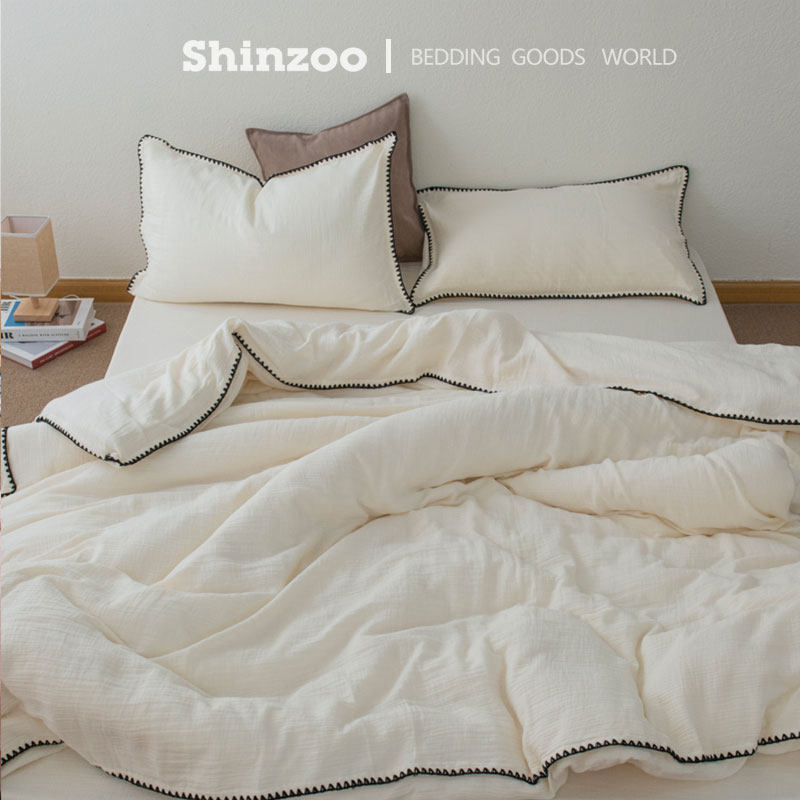 寝作shinzoo新款日式无印风全棉双层纱柔软四件套简约床上用品