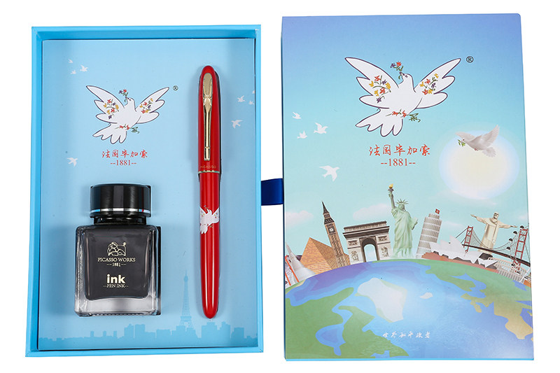 法国毕加索9606代表作品和平鸽黑色笔 墨套装学生练字钢笔 可送人