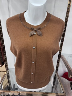 限时福利！全羊毛圆领毛衣烫钻蝴蝶结套头长袖单排扣宽松新款针织