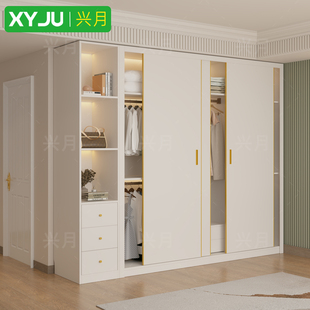 实木定制推拉门衣柜简约现代 2025新款家用主卧室移门大衣柜