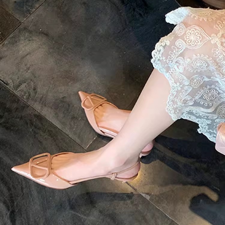 细跟时尚百搭包头高跟鞋2023新款