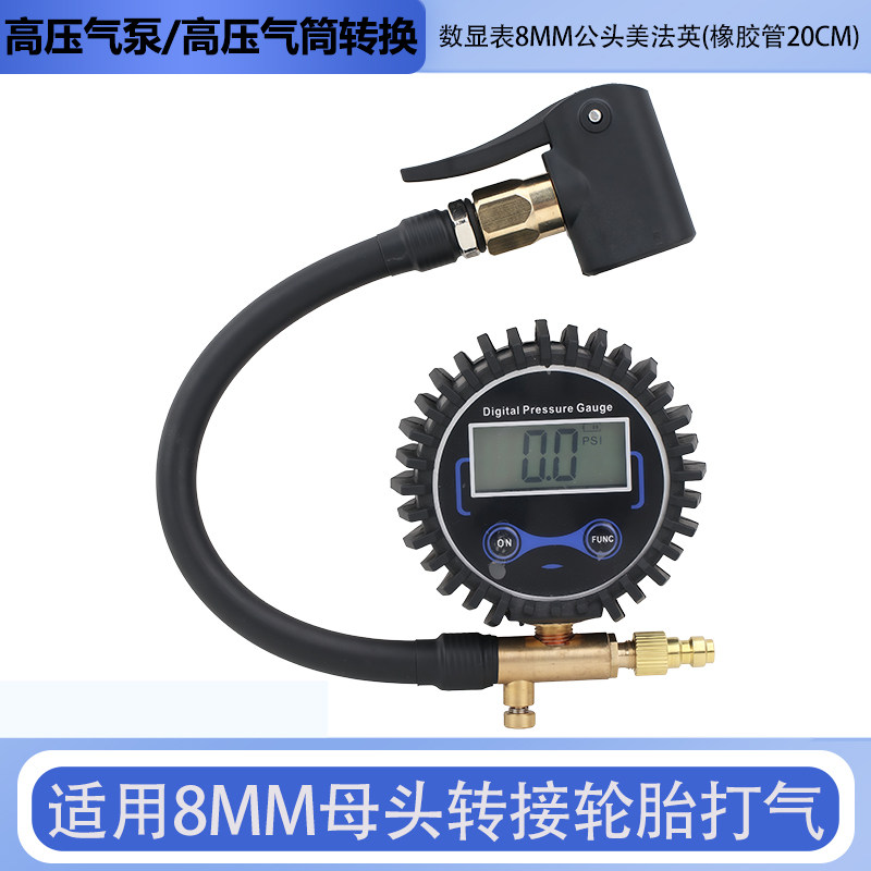 8MM公头高压气泵转换接头带表图片