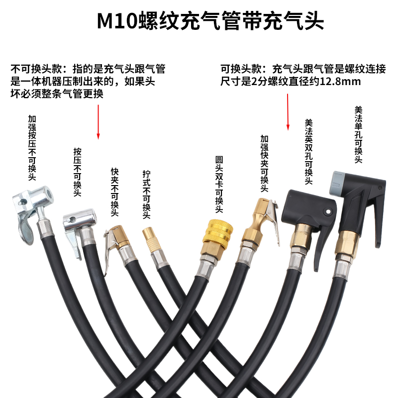 M10外螺纹接头充气泵加气连接管汽车摩托车电动车打气嘴加气接头