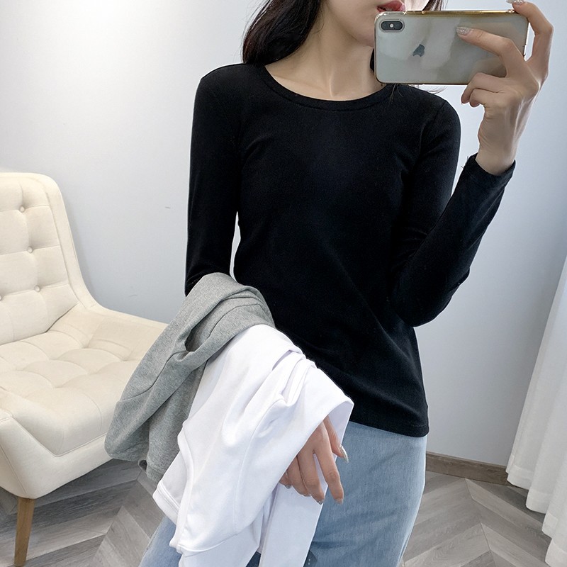 长袖百搭棉女T恤打底衫