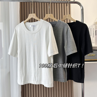 T恤 针织衫 100棉低调知识份子风 简约基础纯色后中缝圆领百搭短袖