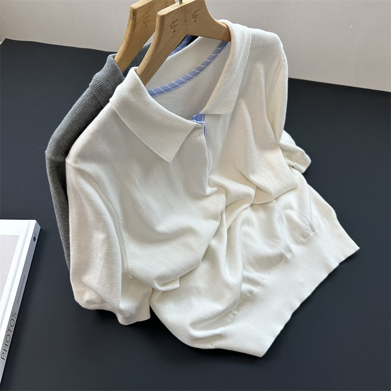 高智穿搭~~减龄polo衫短袖T恤衫女夏季荃棉针织修身显瘦休闲上衣