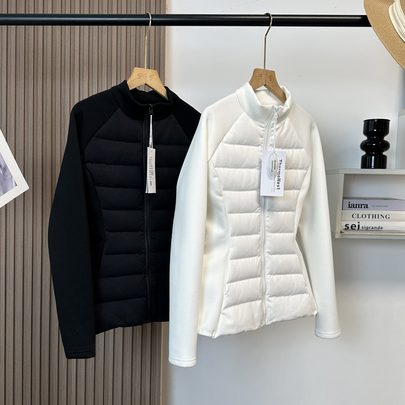 运动型拼接小蛮腰显瘦保暖户外滑雪内胆白鸭绒立领羽绒服外套女冬