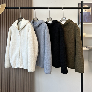 岛国单Bi入 外套 加厚保暖双面毛宽松仿羊羔毛摇粒绒连帽拉链长袖