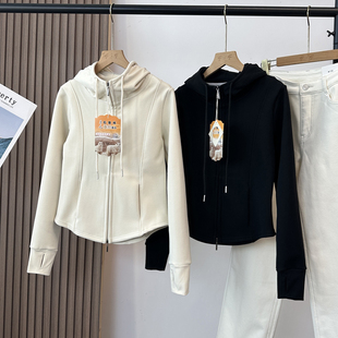 超显小蛮腰!石墨烯蓄热双面绒户外保暖修身双拉链连帽卫衣外套女