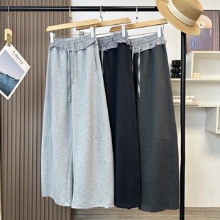 阔腿弯刀裤 梨子BI入 休闲裤 立裁廓形宽松显瘦卫裤 女 格子花苞腰