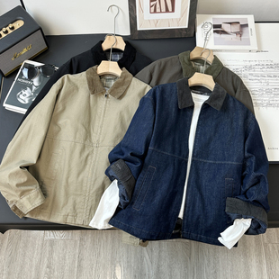 日单代工厂!男装女装休闲拉链短茄克外套巴恩风翻领夹克上衣25秋