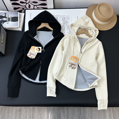 石墨烯蚕丝发热小蛮腰修身卫衣