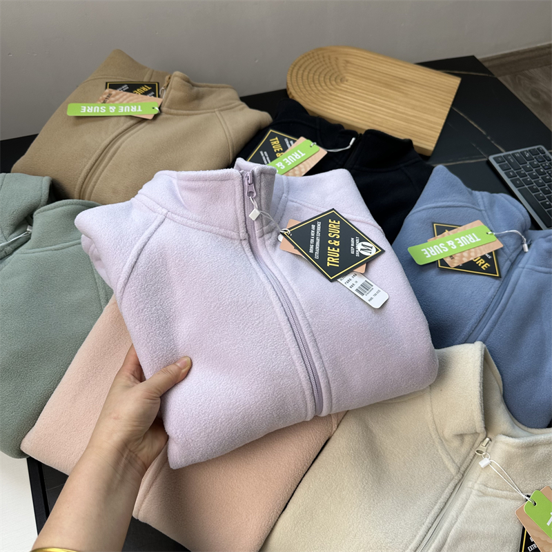 摇粒绒保暖抓绒加绒加厚立领外套