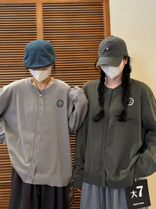大7女装 韩版可爱笑脸毛衣女学院风百搭针织开衫上衣M10911