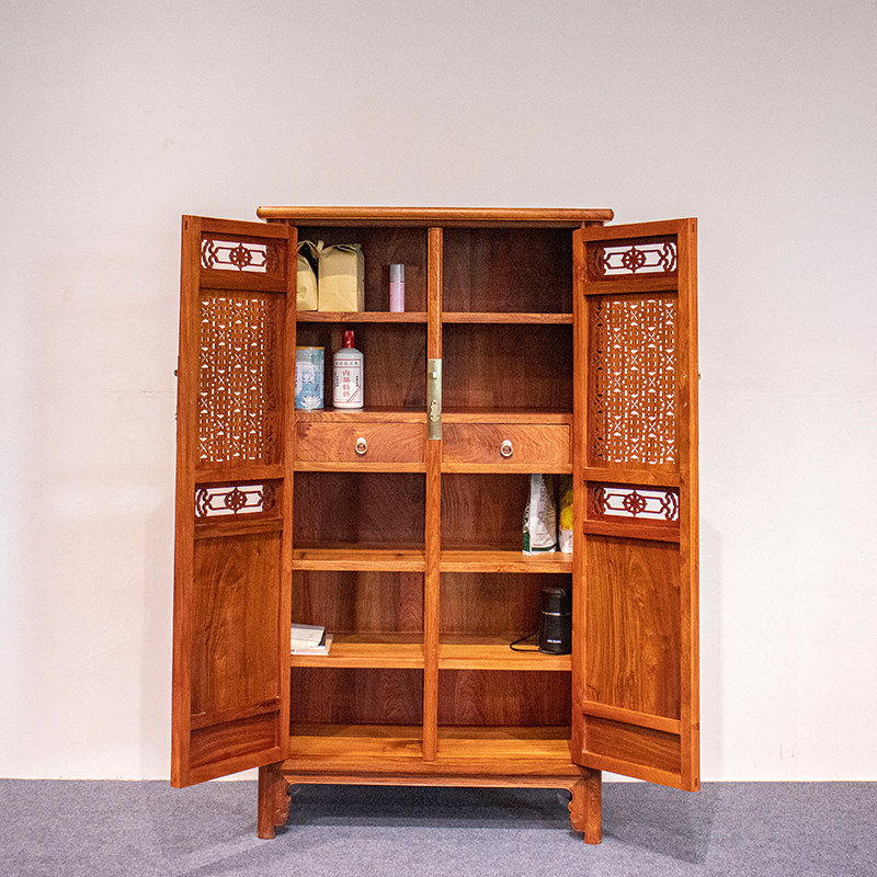 缅甸花梨木圆角柜衣柜中式明式古典实木抽屉储物柜面条柜大果紫檀