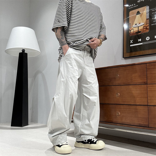 春夏薄款男士工装透气阔腿休闲裤