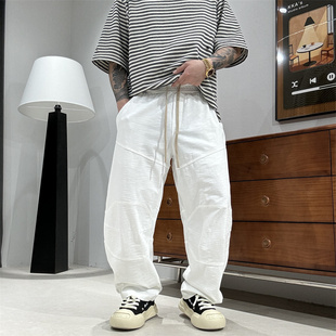 立体剪裁纯色百搭休闲裤 男潮牌休闲风宽松长裤 透气阔腿裤 春夏薄款