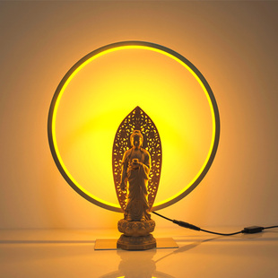 佛龛背景灯金黄光佛像背光灯佛堂神台背后LED灯圈佛光装饰灯背板