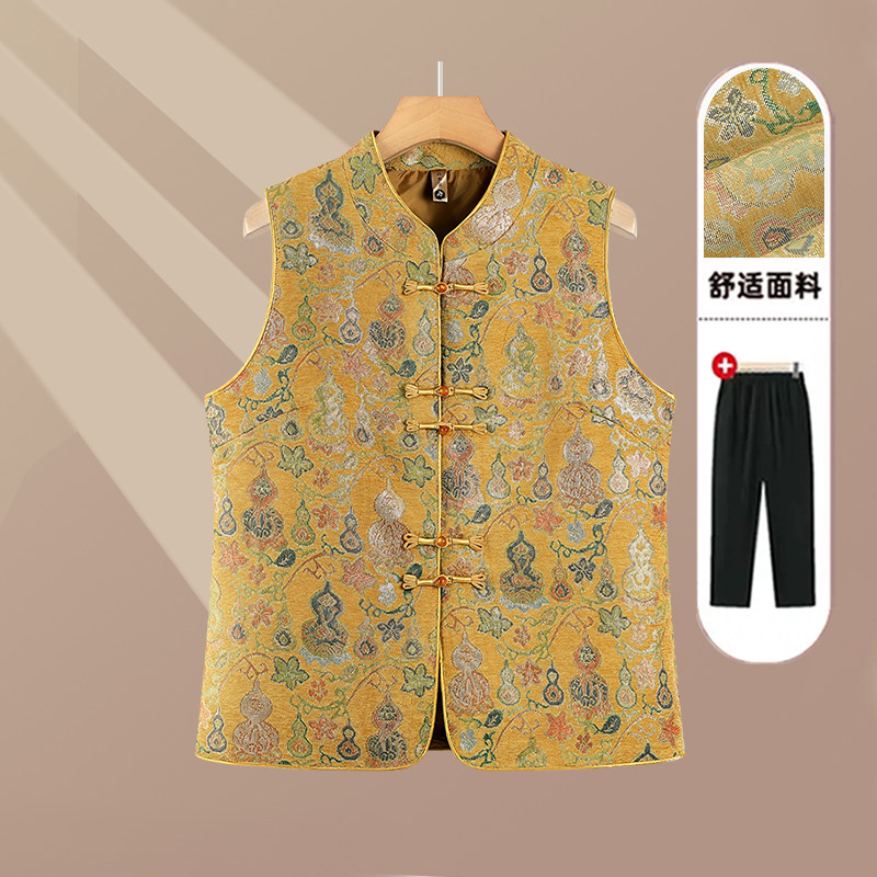 中老年人春款马甲V领宽松显瘦