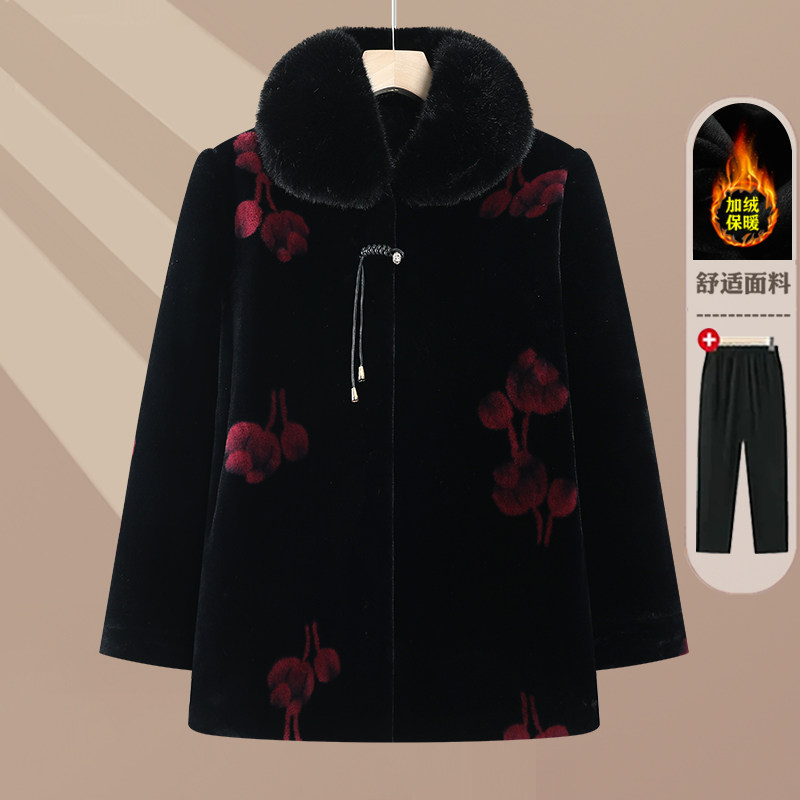 冬季中老年女水貂绒加绒大衣
