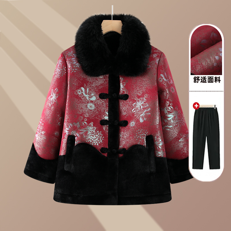 奶奶装冬装棉服中老年人女加绒