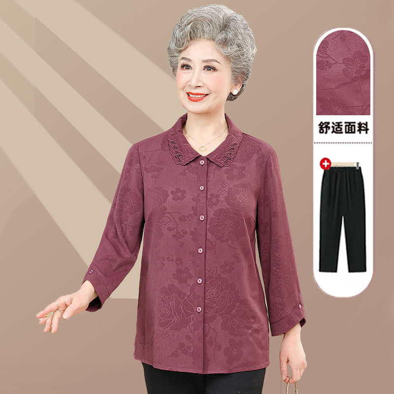 老年人春装衬衫70岁80奶奶装衣服