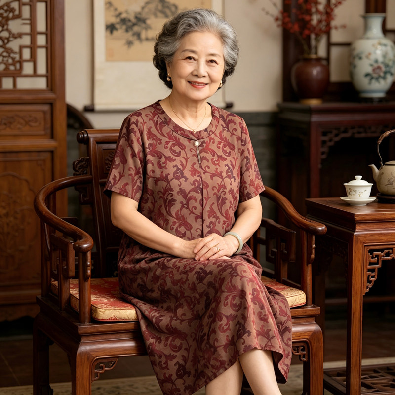 奶奶装夏装时尚连衣裙女夏装宽松