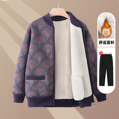 奶奶外套妈妈秋冬季加绒加厚上衣