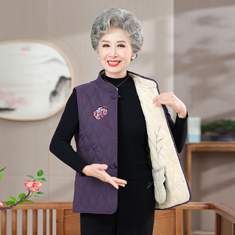 秋冬背心加绒加厚老太太妈妈马夹