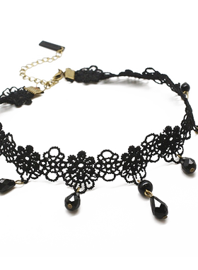 原宿复古蕾丝黑色短款锁骨链饰品
