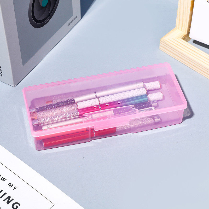 塑料美甲工具收纳盒纹绣手工笔盒针片盒打磨条彩绘笔透明整理盒