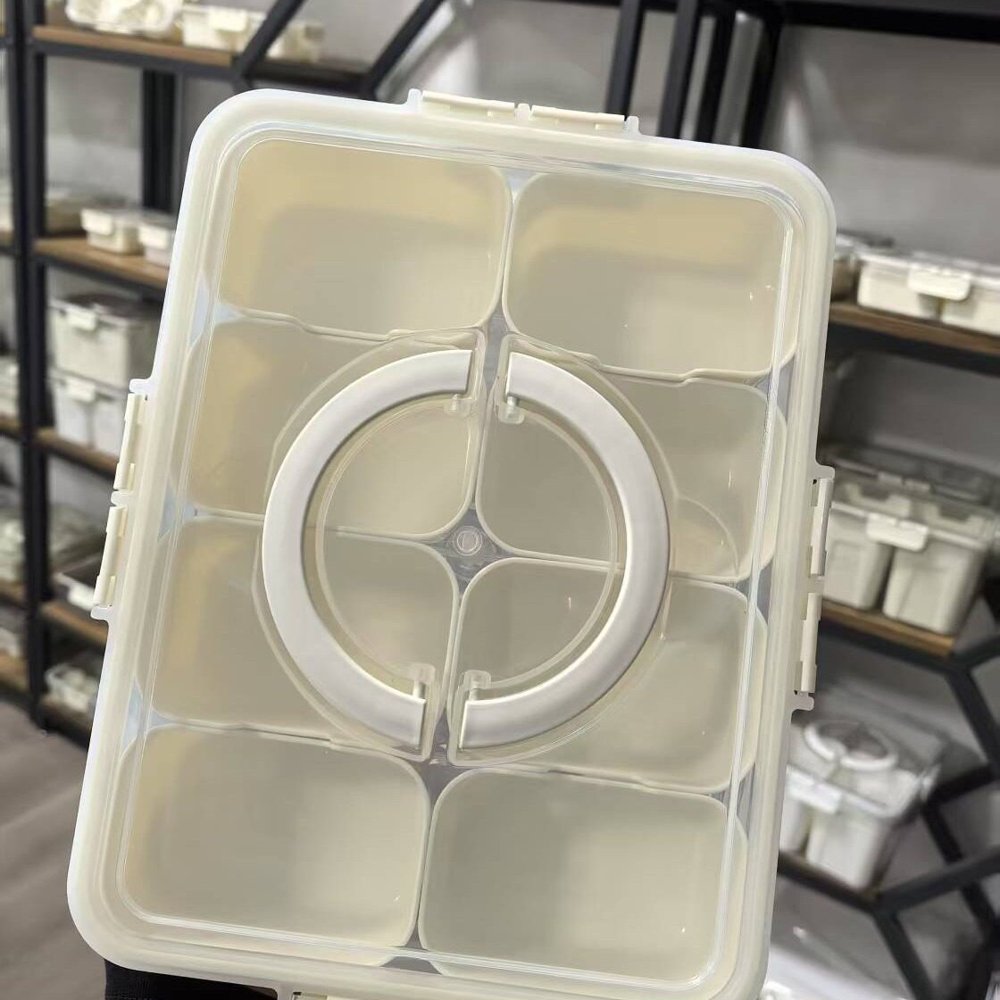 冰箱保鲜盒耐高温8分格分装手提密封佐料盒食品收纳带盖可洗碗机