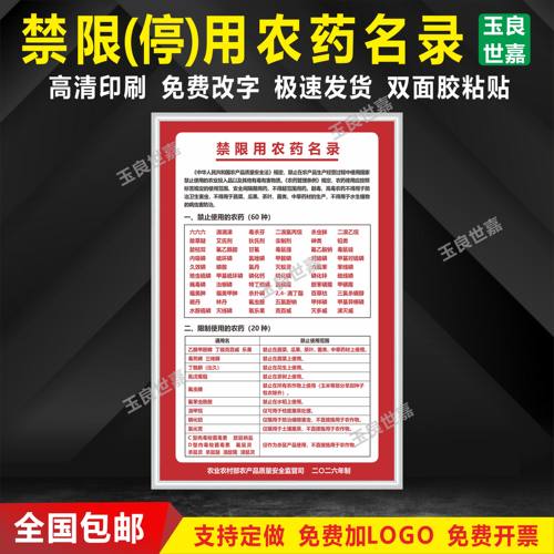 禁限用农药名录标识牌2026年新版