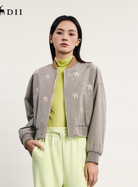 谜底短款棉服复古学院风格纹棒球棉衣241MF0116