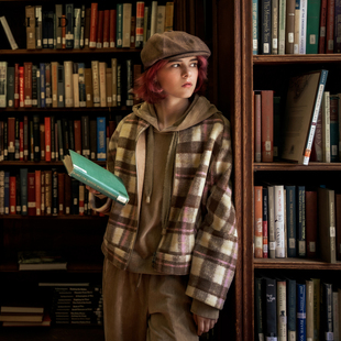 谜底粗花呢外套格子棒球领呢子大衣234MW1460