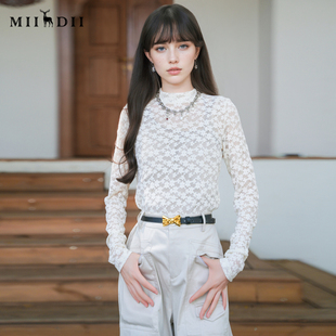 谜底蕾丝T恤文艺提花薄款 内搭上衣257MT7858